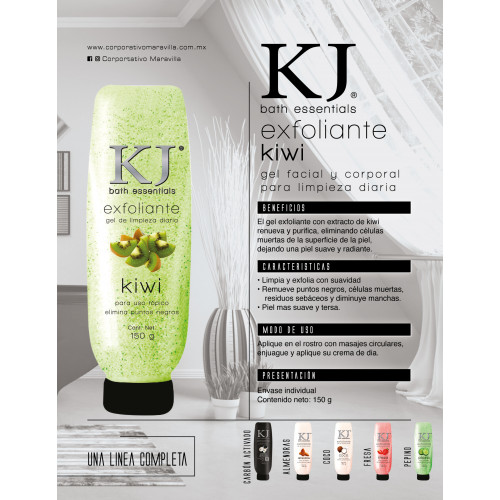 Gel Exfoliante KJ Bath Essentials De Kiwi Facial y Corporal 7506289910731