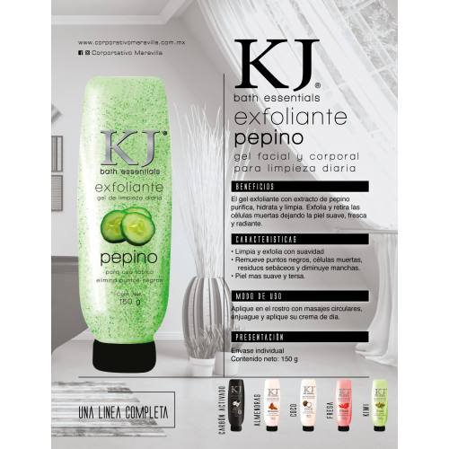 Gel Exfoliante KJ Bath Essentials De Pepino Facial y Corporal 7506289910717