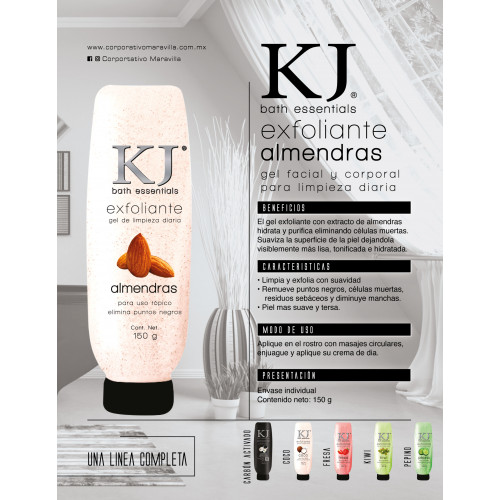 Gel Exfoliante KJ Bath Essentials De Almendras Facial y Corporal 7506289910724