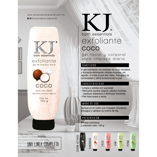 Gel Exfoliante KJ Bath Essentials De Coco Facial y Corporal 7506289907106