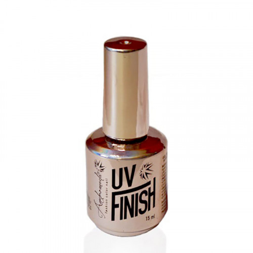 UV Finish Gold, es un Gel Sellador de Brillo intenso y permanente, Fue creado para dar mucho brillo, volumen y protección a las uñas esmaltadas. Se utiliza con lámpara y es un producto hecho en U.S.A.